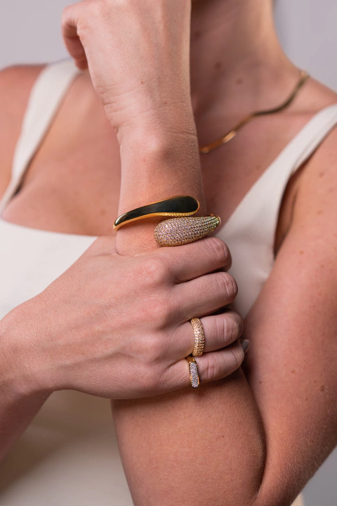 Bracelete garrinha liso e cravejado