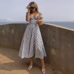 Vestido Floral Alice - Manga Puff e Estilo Praia