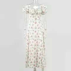 Vestido Floral Alice - Manga Puff e Estilo Praia - Amora Store