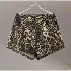 Short Leopardo Denim Casual