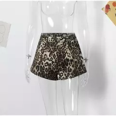 Short Leopardo Denim Casual na internet