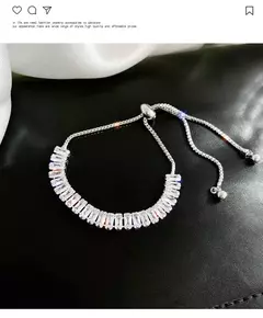 Pulseira Ajustável de Zircão Brilhante Aço Inoxidável - Amora Store