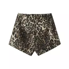 Short Leopardo Denim Casual