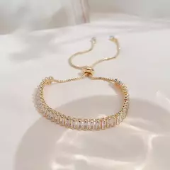 Pulseira Ajustável de Zircão Brilhante Aço Inoxidável - comprar online