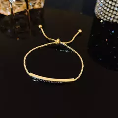 Pulseira Ajustável de Zircão Brilhante Aço Inoxidável