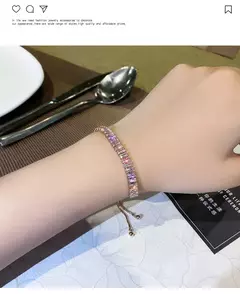 Pulseira Ajustável de Zircão Brilhante Aço Inoxidável