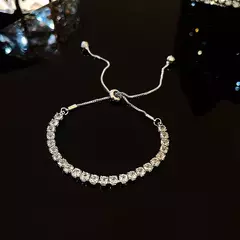 Pulseira Ajustável de Zircão Brilhante Aço Inoxidável - comprar online