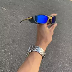 JULIET CORVETTE ARO X METAL LENTES AZUL ESCURO + SIDE BLINDER CINZA