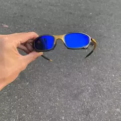 JULIET CORVETTE ARO X METAL LENTES AZUL ESCURO + SIDE BLINDER CINZA - comprar online