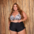 Calcinha Short de Praia cós alto Plus Size