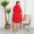 Vestido chemise midi vermelho em viscolinho plus size - comprar online