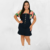Jardineira jeans saia com babado na barra plus size - MM Moda Feminina Plus Size