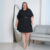 Vestido chemise midi preto em viscolinho plus size