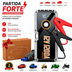Auxiliar de Partida Portátil Veicular 12V - Jump Starter com Lanterna LED Carregador USB