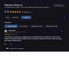 Testimonio de Waraira Shop ar