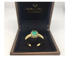 Anel Formatura Médica Ouro 18k Com Esmeralda E Brilhantes - comprar online