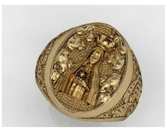 Anel Sagrado Coração De Maria De Ouro 18k