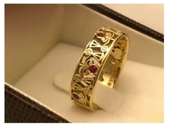 Anel Selo Styllus Joias Ouro 750 Feminino Moderno Com Gema na internet