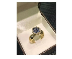 Anel Chuveiro Em Ouro18k Brilhantes E Safira na internet