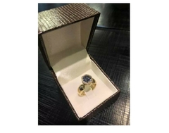 Anel Chuveiro Em Ouro18k Brilhantes E Safira - comprar online