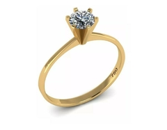 Anel Solitário De Ouro18k E Diamante