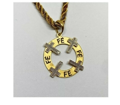 Pingente Em Ouro 18k Amarelo Fé, Cruz Em Ouro Branco. na internet