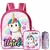 Kit Mochila Escolar Infantil Feminina + Lancheira Térmica + Estojo - Unicórnio