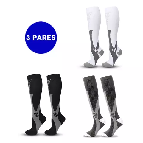 Kit 3 Meia de Alta Compressão para Corrida e Ciclismo