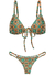 Bikini triangulito de animal print con estampado colorido en tonos naranjas y verdes.