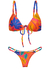 Bikini triangulito regulable de colores vibrantes con estampado de hojas tropicales.