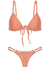 Bikini regulable de color oro rosa con top triangulito y tanga a juego.