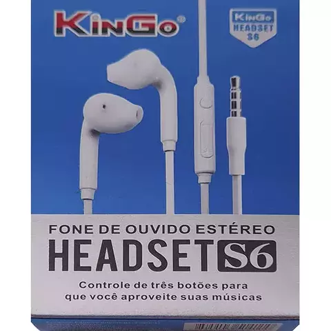 Fone de Ouvido P2 Kingo S6 Com Fio Estéreo Branco (FONKGS6B)