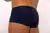 Blue navy boxer swim briefs for men, showcased from the back.