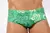 Green low rise swimwear with floral patterns