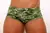 Men's camouflage classic swim trunks in green and brown pattern