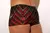 Men's Spider Boxer Swim Briefs featuring a bold red and black geometric pattern.