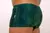 Men's Ibiza Boxer Swim Briefs featuring a green and blue striped design.