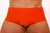 Men's classic cut swim trunks in vibrant pumpkin orange color.