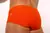 Men's classic cut swim trunks in vibrant pumpkin orange color, shown from the back.