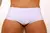 White classic swim trunks for men shown from the front