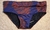 Low rise cut swimwear featuring a navy background with red leaf patterns.