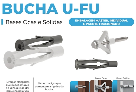 Bucha U-FU 10MM Cinza Embalagem c/500