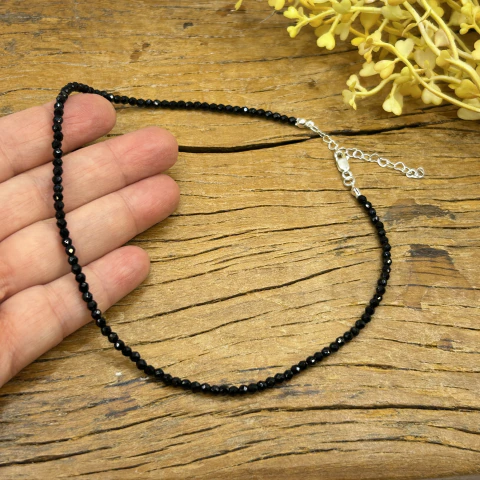 Choker de Espinélio Negro 3mm – PRATA 925