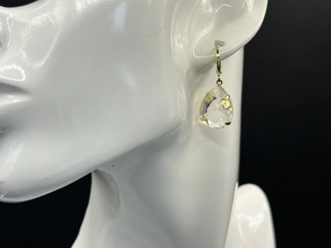 Argola Gota Cristal - Banho Ouro 18 - Escolha a Sua Cor