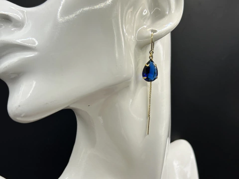 Brinco Passante Corrente e Gota Cristal - Banhado - Escolha Sua Cor - comprar online