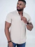 Camisa de botão manga curta Gola Padre - Bege - comprar online