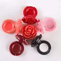 Estojo de maquiagem com espelho, caixa de batom em forma de flor rosa, recipient na internet