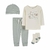 Set 4 piezas remera mangas larga,gorro, medias y pantalón Aviones