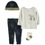 Set 4 piezas remera mangas larga,gorro, medias y pantalón Cactus