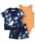Set 3 piezas body musculosa, remera manga cortas y short batik